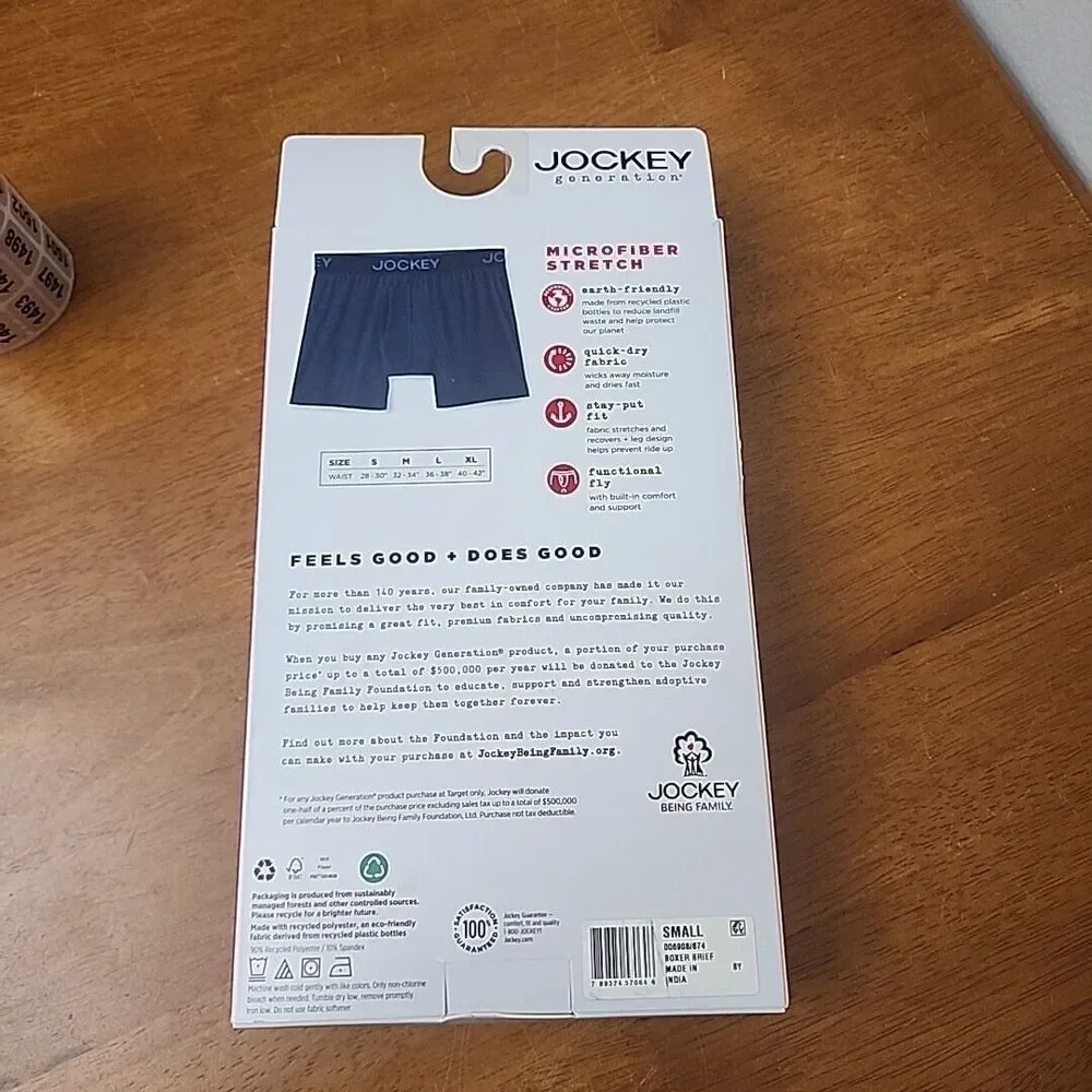 Jockey Generation 3 Pair Men's Boxer Briefs No Chafe Pouch Polyester Small 28-30